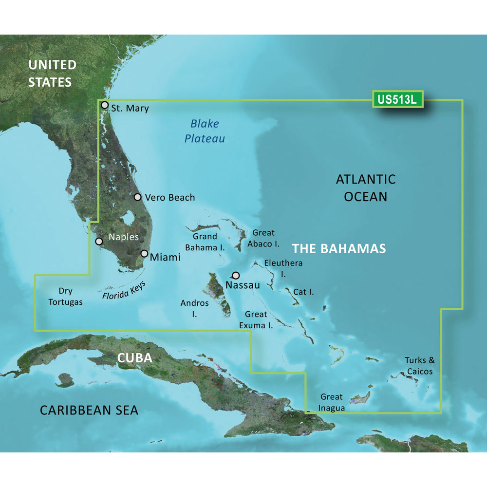 Garmin BlueChart g3 Vision HD  VUS513L  Jacksonville  Bahamas  microSDSD