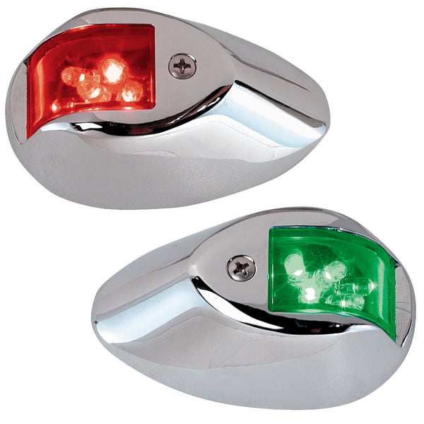 Perko LED Side Lights - Red/Green - 24V - Chrome Plated Housing [0602DP2CHR]