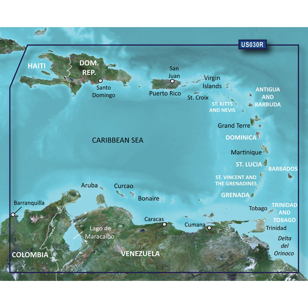 Garmin BlueChart g3 HD  HXUS030R  Southeast Caribbean  microSDSD