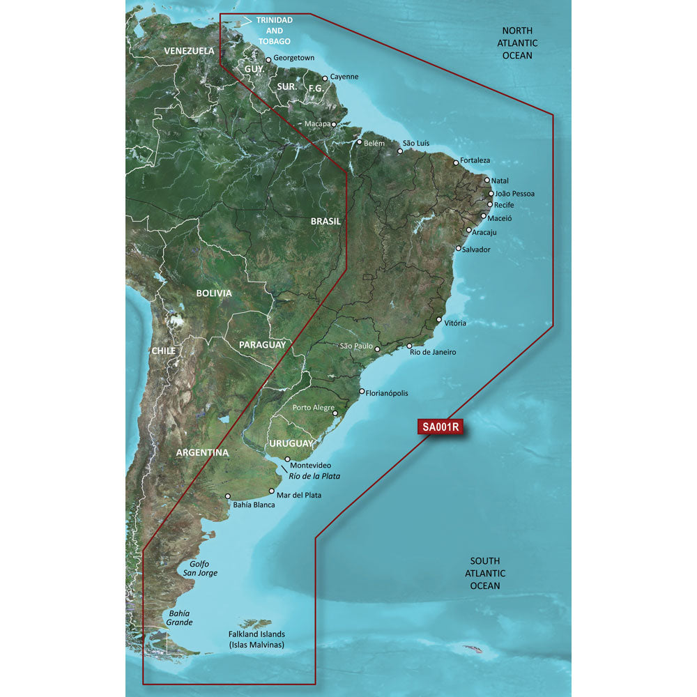 Garmin BlueChart g3 HD  HXSA001R  South America East Coast  microSDSD