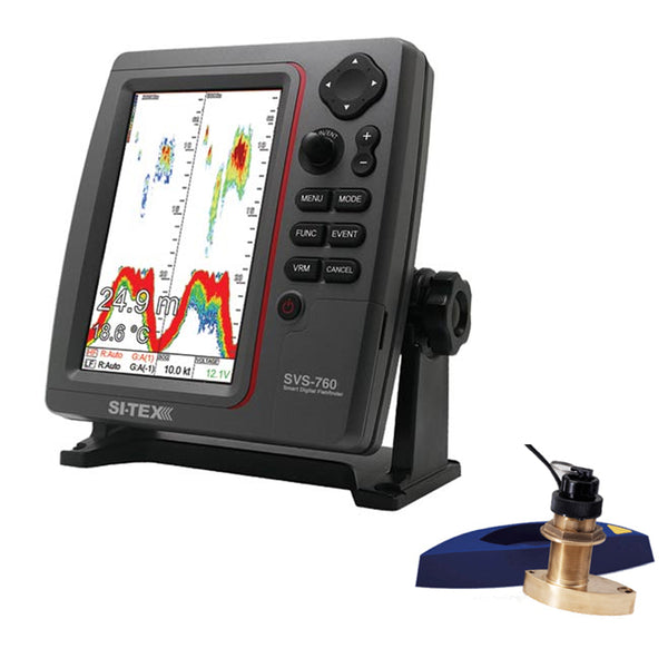 SI-TEX SVS-760 Dual Frequency Sounder 600W Kit w/Bronze Thru-Hull Speed & Temp Transducer [SVS-760TH2]