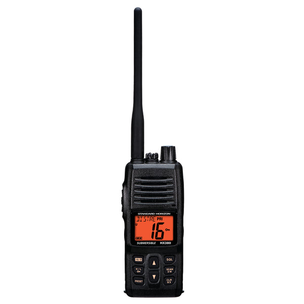 Standard Horizon HX380 5W Commercial Grade Submersible IPX7 Handheld VHF Radio wLMR Channels HX380