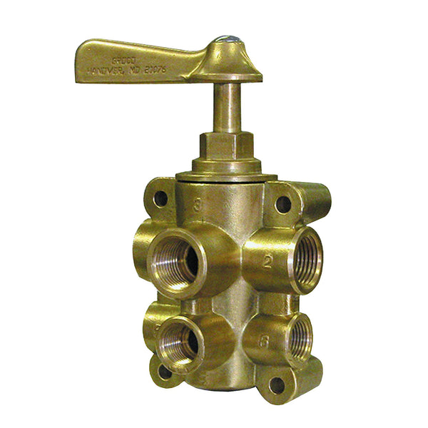 GROCO 6-Port NPT Bronze Fuel Valve 1/2" Main - 3/8" Return [FV-65038]