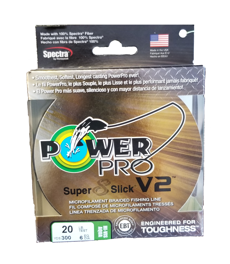 Power Pro Super 8 Slick V2 Hi-Vis Aqua 20 lb 300 yds Braided Fishing Line