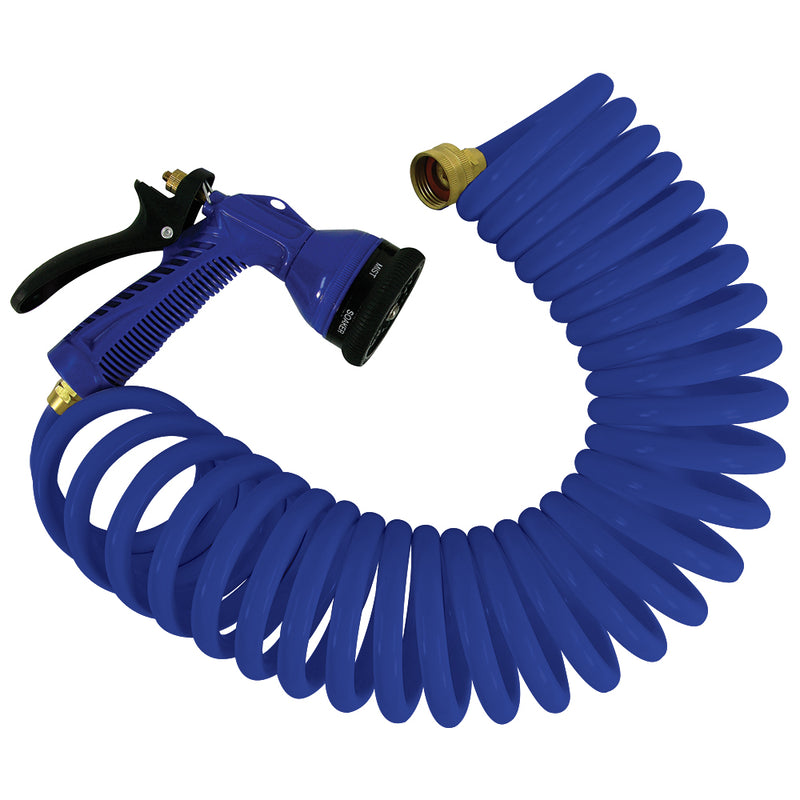 Whitecap 15 Blue Coiled Hose wAdjustable Nozzle P0440B