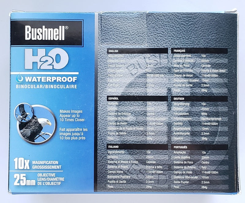 Bushnell H2O Waterproof 10x25 Compact Binocular 130105