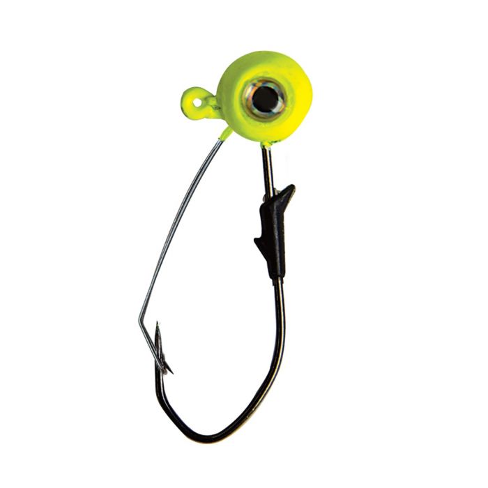 Eagle Claw Weedless Eagle Eye Jig Heads 1/4oz 5pk Chartreuse LEEJW14-3