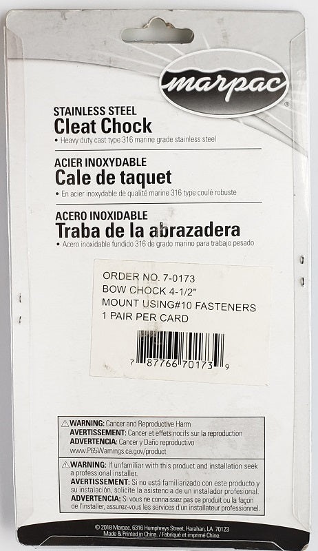 Marpac Stainless Steel Cleat Chock 7-0173