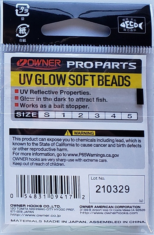 Owner Pro Parts UV Glow Soft Beads-Green