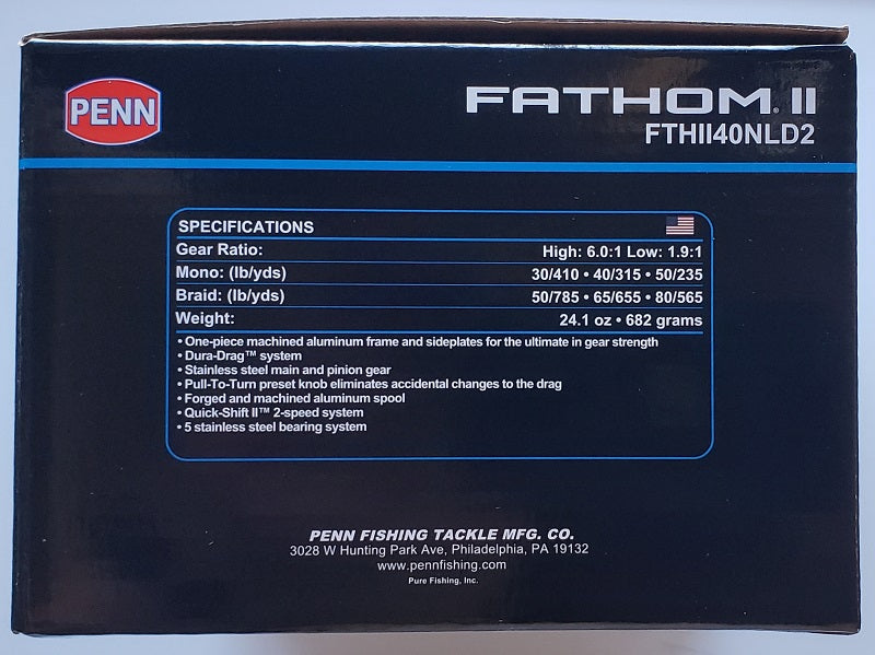 Penn Fathom II Lever Drag 2 Speed Reel FTHII40NLD2