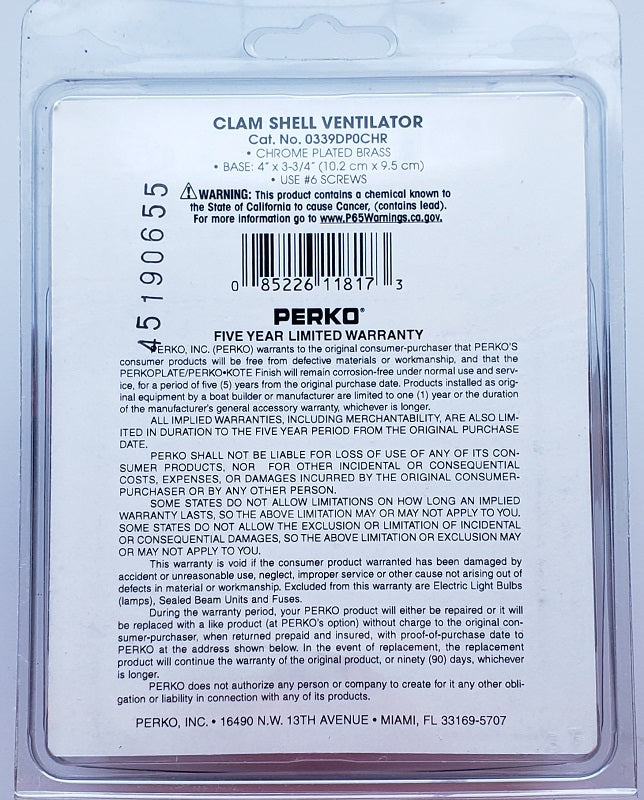 Perko Clam Shell Ventilator 0339DP0CHR