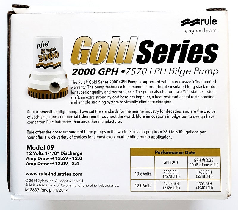 Rule 2000GPH/7570LPH Gold Series Bilge Pump Model 09