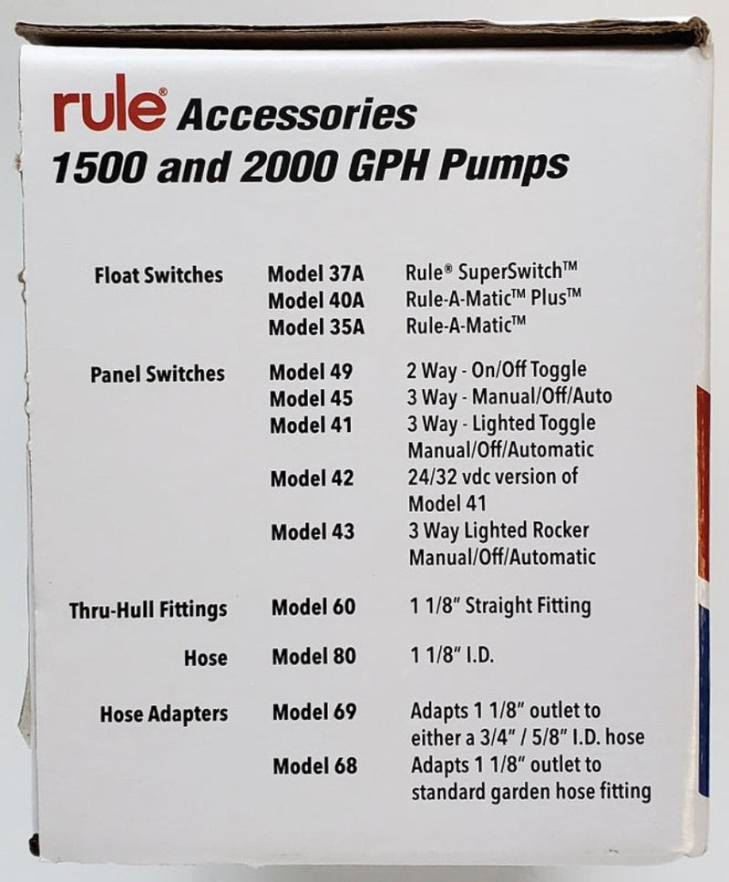 Rule 2000GPH Bilge Pump Model 10-6UL