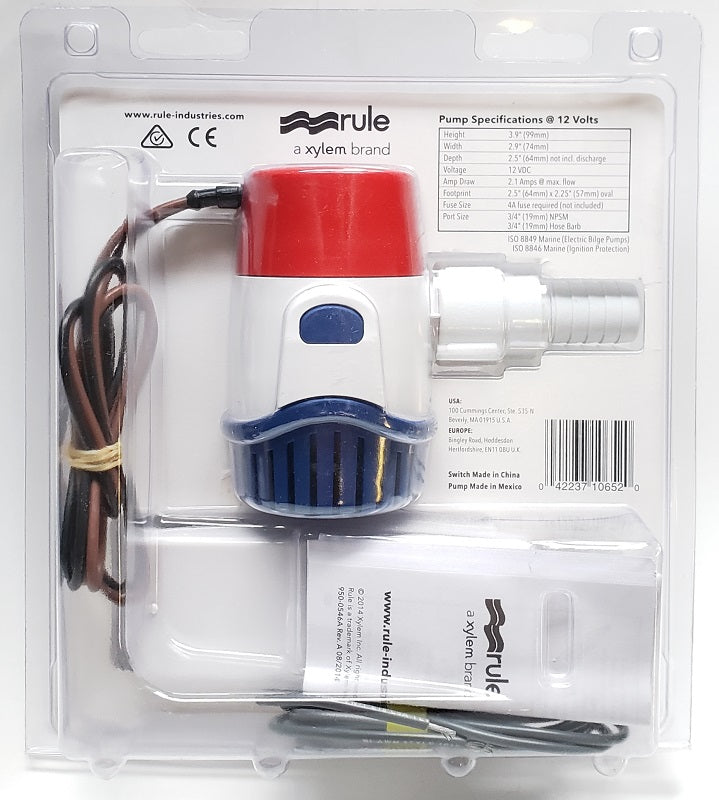 Rule 360GPH Bilge Pump and Switch 24DA-35A