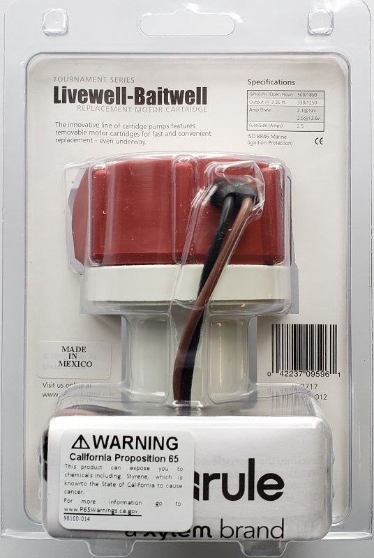 Rule Livewell Replacement Motor Cartridge 500GPH Tournament Series 45DR