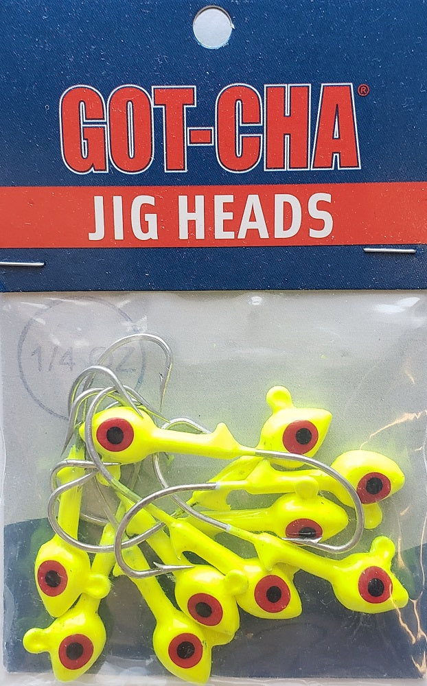 Sea Striker Got-Cha Chartreuse Jig Heads 1/4oz 10pk HSWG14-10