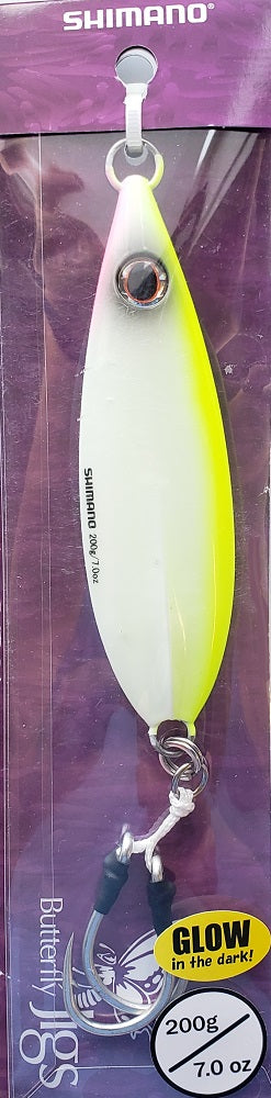 Shimano Flat-Fall Butterfly Jigs Chartreuse/White BFLFF200CW