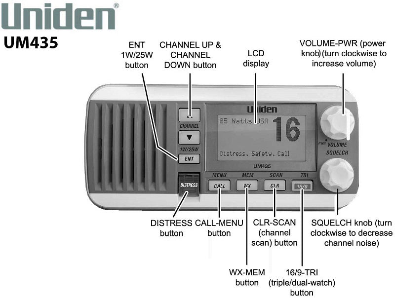 Uniden VHF Marine Radio UM435 White