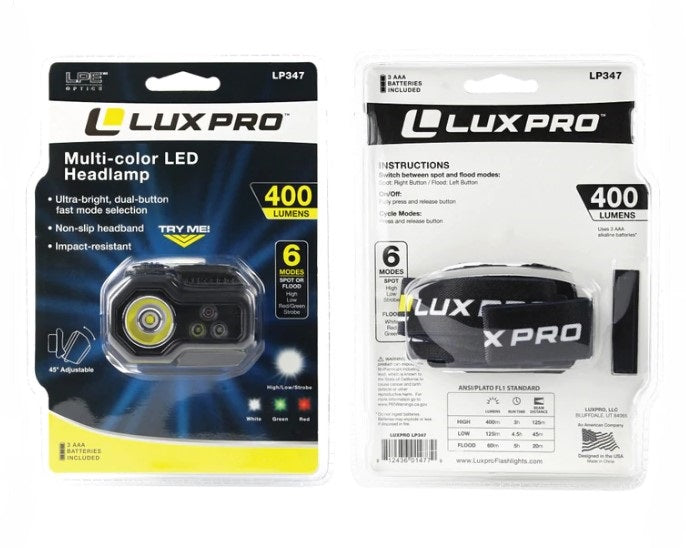 Lux-Pro Ultra-Bright LED Headlamp 400 Lumens LP347